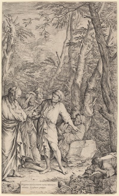 Diogenes Werpt Zijn Kom Weg door Salvator Rosa