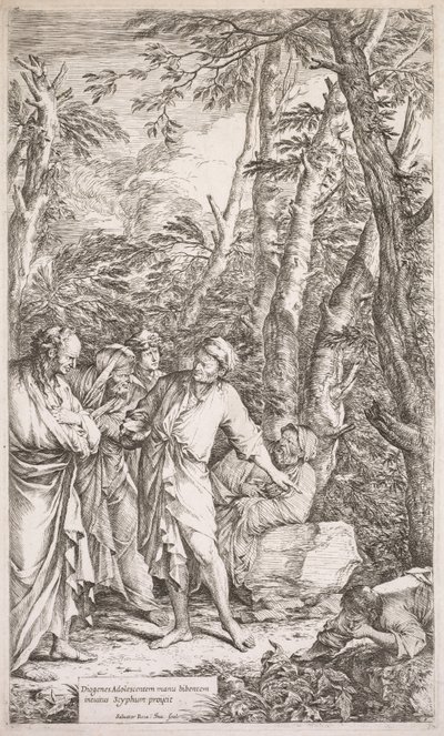 Diogenes en zijn beker, 1662 door Salvator Rosa