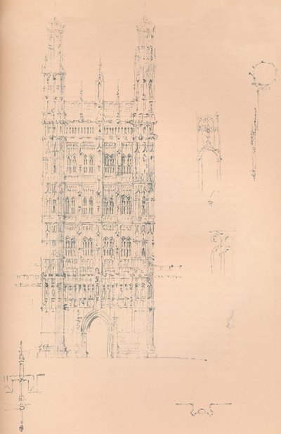 Victoria Tower, Westminster, ca. 1837-1904 door Sir Charles Barry