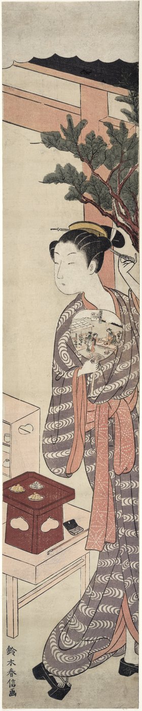 Het theestalletje - Kagiya Osen door Suzuki Harunobu