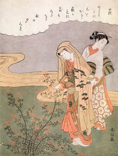 Jonge Dame en Dienstmeisje, c1745-1770 door Suzuki Harunobu