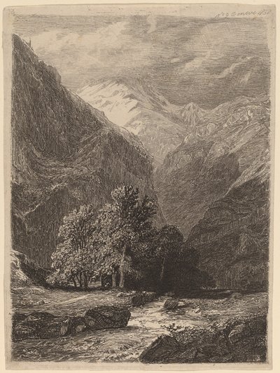 Bergachtig Landschap door Swiss 19th Century