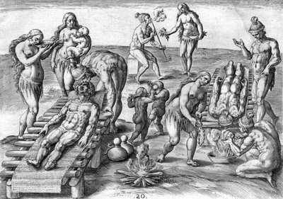 Timucua-indianen behandelen de zieken door Theodor de Bry