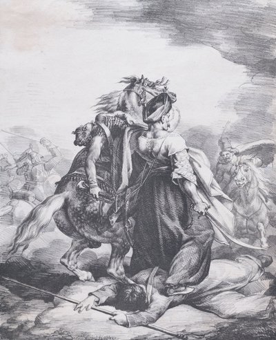 Mameluk verdedigt een gewonde trompetter, 1818 door Theodore Gericault