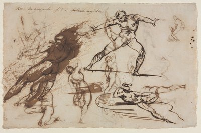 Blad met schetsen (recto) door Theodore Gericault