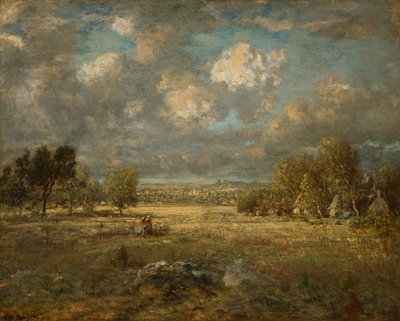 Platteland in Picardië door Theodore Rousseau