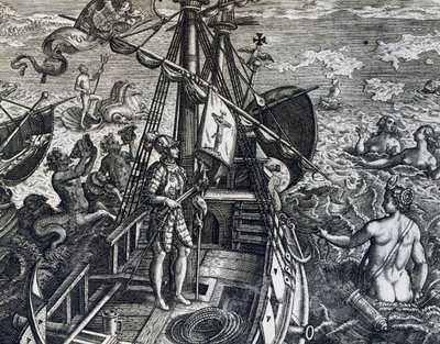 Christoffel Columbus ontdekt Indië door Theodore de Bry