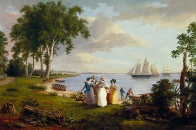 Uitzicht op de Delaware bij Philadelphia door Thomas Birch