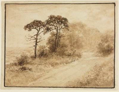 Landschap met kronkelende weg, 1833 door Thomas Doughty