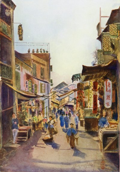 Een straat in Macao door Thomas Hodgson Liddell