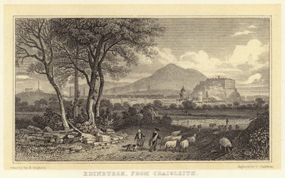 Edinburgh, vanaf Craigleith (gravure) door Thomas Hosmer (after) Shepherd