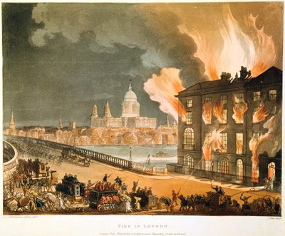 Brand in Londen, 1808 door Thomas Rowlandson, Augustus Charles Pugin