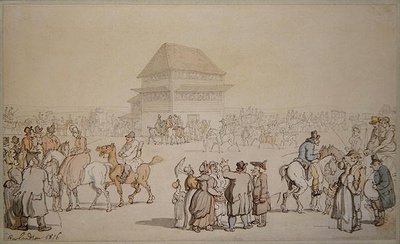 Een drukke racebijeenkomst door Thomas Rowlandson