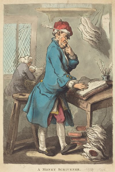 Een geldschrijver door Thomas Rowlandson