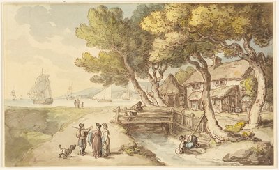 Een scène in Cornwall door Thomas Rowlandson