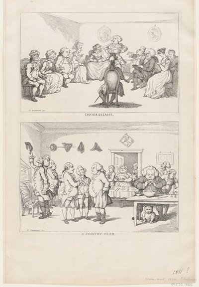 Conversatie en een Country Club door Thomas Rowlandson