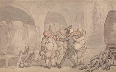 Dr. Syntax vrijgelaten uit de kelder door Thomas Rowlandson