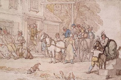 Buiten een Herberg door Thomas Rowlandson