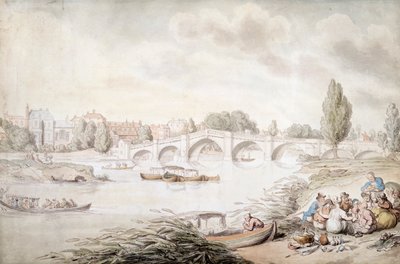 Richmond Bridge, Londen, ca. 1780-1820 door Thomas Rowlandson