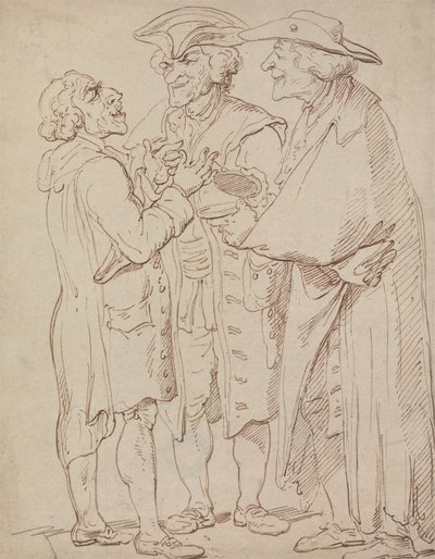 Drie mannen in gesprek door Thomas Rowlandson