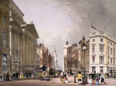 Cheapside en Mansion House, 1842 door Thomas Shotter Boys