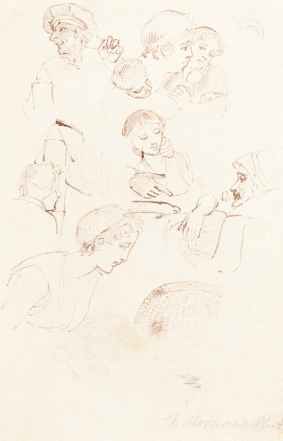 Blad met studies door Thomas Stothard