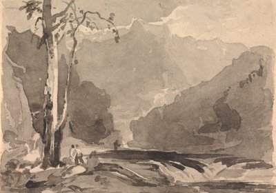 Vissers bij een bergstroom door Thomas Sully