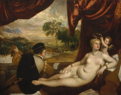 Venus en de Luitspeler door Tiziano Vecelli