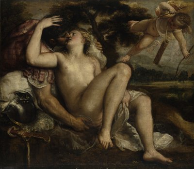 Mars, Venus en Cupido door Tiziano Vecelli