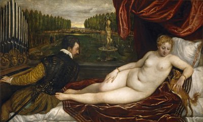 Venus, een Organist en een Kleine Hond door Tiziano Vecelli