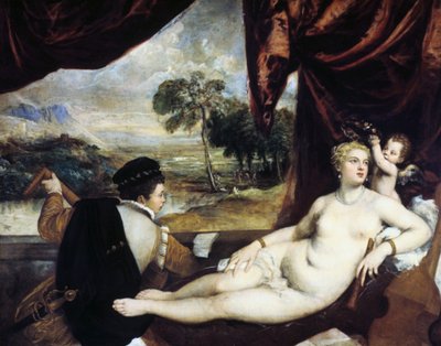 Venus en de Luitspeler, ca. 1565-1570 door Tiziano Vecelli