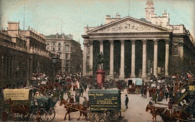 Bank of England en Royal Exchange, ca. 1910 door Unbekannt