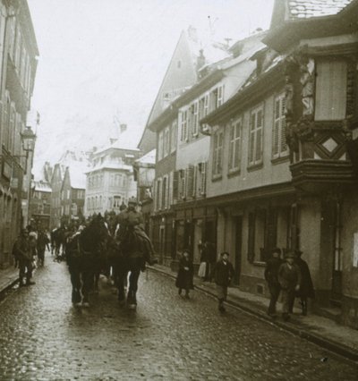 Kolom van Duitse soldaten, Ribeauvillé, Frankrijk, ca. 1914-1918 door Unbekannt