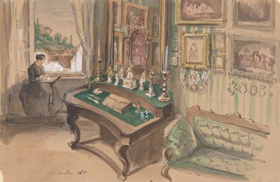 Tekening van een Interieur: Salon, 1857 door Unbekannt