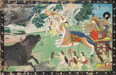 Durga doodt Mahisha, ca. 1830 door Unbekannt