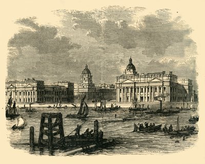 Greenwich Hospital, vanaf de rivier door Unbekannt