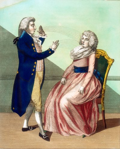 Hypnotiseur hypnotiseert een patiënt, ca. 1795 door Unbekannt