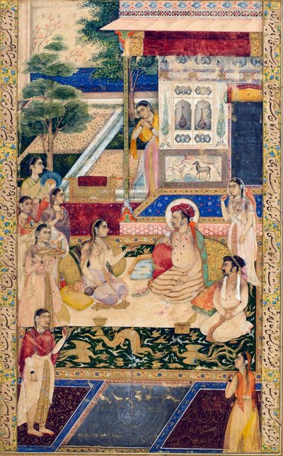 Jahangir en Prins Khurram met Nur Jahan, ca. 1624-1625 door Unbekannt