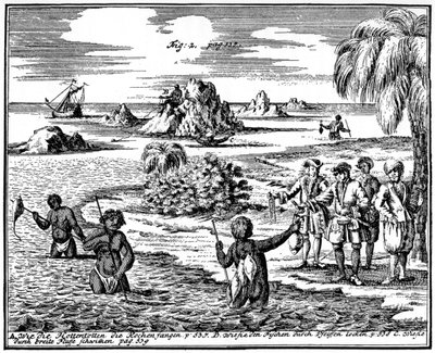 Khoikhois die vissen spiesen, Zuid-Afrika, 1931 door Unbekannt