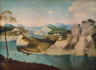 Landschap: een rivier tussen bergen, ca. 1600 door Unbekannt