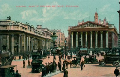 Londen, Bank of England en Royal Exchange, ca. 1910 door Unbekannt