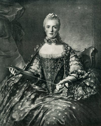 Madame Adélaïde aan het kantklossen, 1756 door Unbekannt