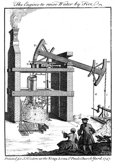 Newcomen stoommachine, 1747 door Unbekannt