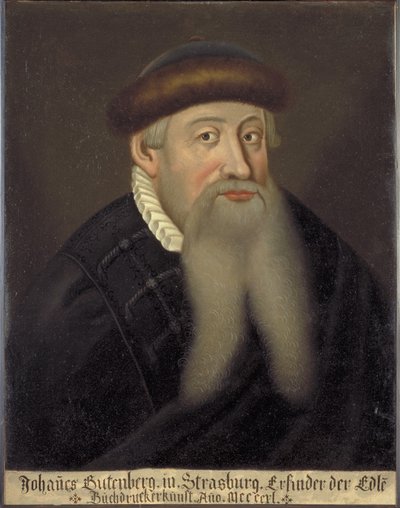 Portret van Johannes Gutenberg, begin 17e eeuw door Unbekannt