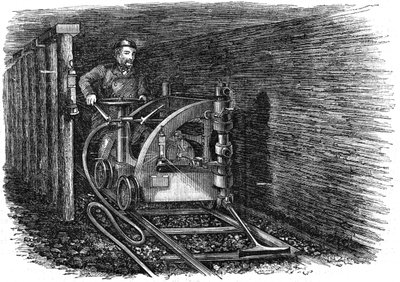 Op rails gemonteerde kolensnijmachine, 1864 door Unbekannt