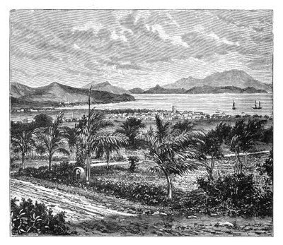 St Kitts, uitzicht vanaf Nevis, ca. 1890 door Unbekannt