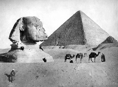 De Sfinx en piramide bij Gizeh, Egypte, ca. 1882 door Unbekannt