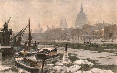 De Theems: Een strenge winter, ca. 1900 door Unbekannt