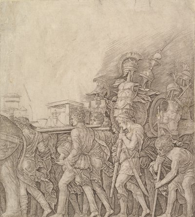 Triomf van Caesar: Soldaten dragen Trofeeën, ca. 1490 door Unbekannt