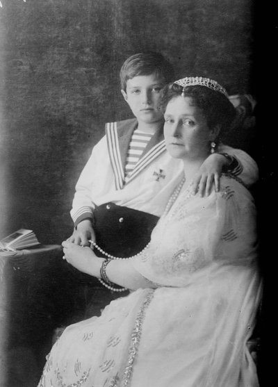 Tsarevitsj Alexei van Rusland en tsarina Alexandra door Unbekannt